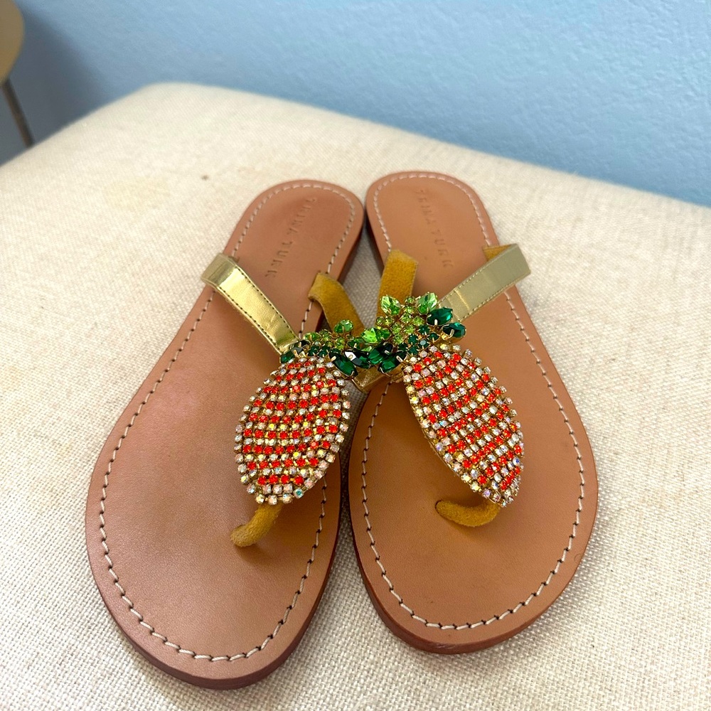 Trina Turk slippers with pineapple only worn a couple times in great condition